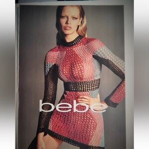 2017 Bebe Multicolor Crochet Dress